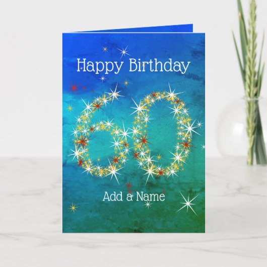 Carte 60e anniversaire - Nombre d'étoiles - Vert bleu - (Devant)