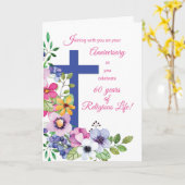 Carte 60e anniversaire, Nun, Religious Life Cross et Fl (Fleur jaune)