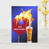 Carte 60e anniversaire Pagaie de Pickleball flamand (Fleur jaune)