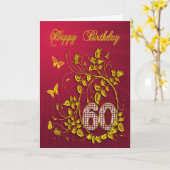 Carte 60e anniversaire papillons dorés (Fleur jaune)