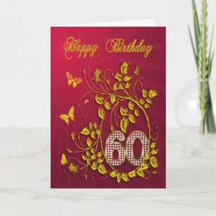 Carte 60e anniversaire papillons dorés