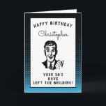 Carte 60e anniversaire personnalisé sur la colline drôle<br><div class="desc">Dites joyeux anniversaire et amusez-vous avec cette vintage carte d'anniversaire de style rétro avec cette ambiance "au-dessus de la colline". Facilement customisé en utilisant le modèle fourni.</div>