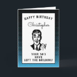 Carte 60e anniversaire personnalisé sur la colline drôle<br><div class="desc">Dites joyeux anniversaire et amusez-vous avec cette vintage carte d'anniversaire de style rétro avec cette ambiance "au-dessus de la colline". Facilement customisé en utilisant le modèle fourni.</div>