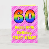 Carte 60e anniversaire : Pink Stripes & Hearts, Arc en c (Devant)