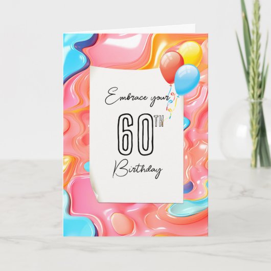 Carte 60e anniversaire Psychedelic 3D Abstrait (Devant)