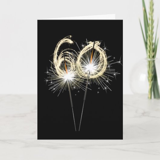 Carte 60e anniversaire Sparklers en noir (Devant)