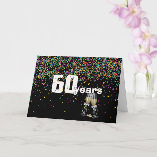 Carte 60e anniversaire toast en confetti (Orchidée)