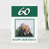 Carte 60e anniversaire vert photo personnalisée (Devant)