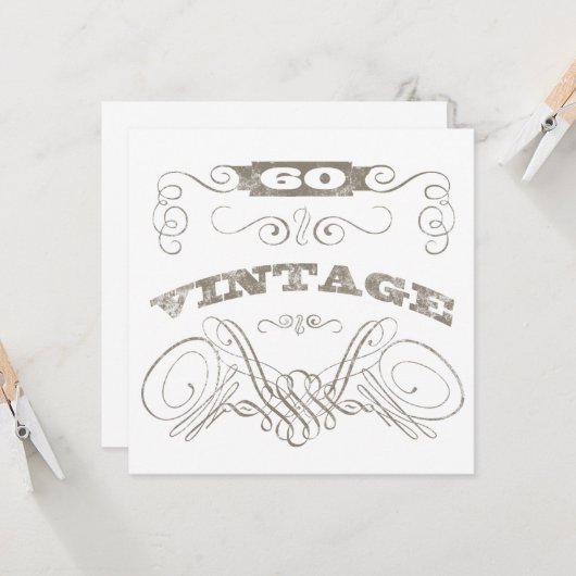 Carte 60e anniversaire vintage (Devant/Arrière en situation)