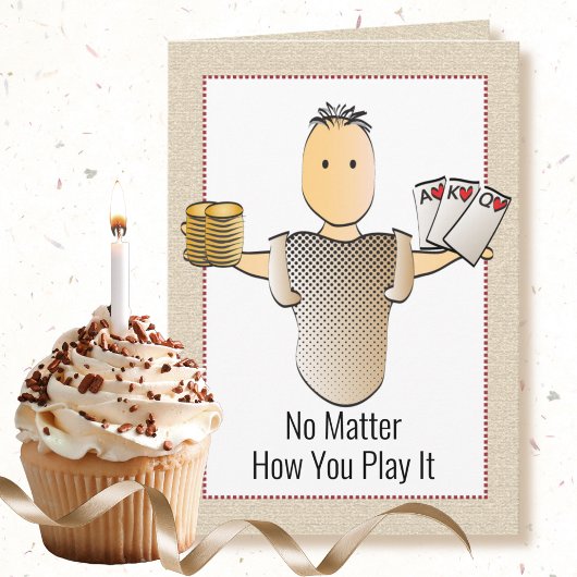 Carte 60e Drôle Jeu de Poker Cartoon Anniversaire