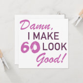 Carte 60e Humour d'anniversaire (Devant/Arrière en situation)