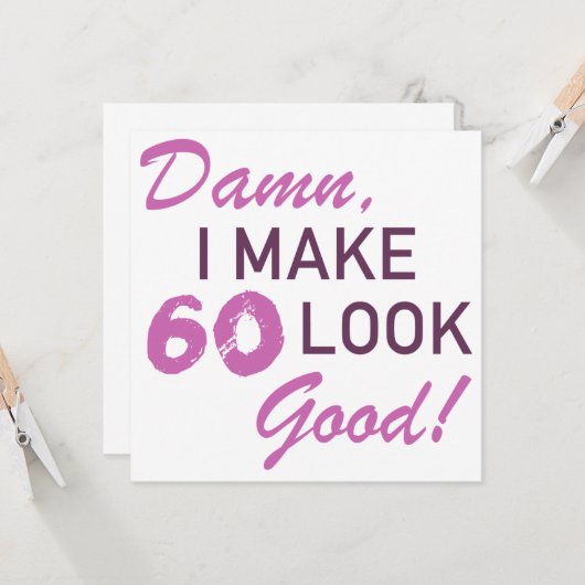 Carte 60e Humour d'anniversaire (Devant/Arrière en situation)