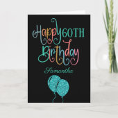 Carte 60e Joyeux Anniversaire Stylish Nom Texte Multicol (Devant)