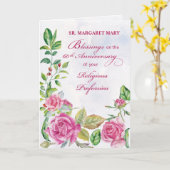 Carte 60ème anniversaire de la profession religieuse ros (Fleur jaune)