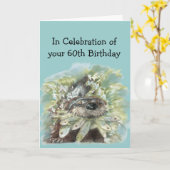 Carte 60ème anniversaire Humour mignon Aquarelle Otter (Fleur jaune)