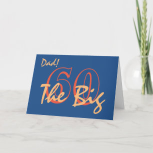 Carte 60ème anniversaire pour papa, texte orange sur ble