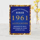 Carte 60th Birthday Born 1961 Gold Blue Ajouter Votre No (Fleur jaune)