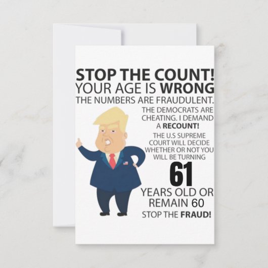 Carte 61 ans Trump heureux anniversaire présent drôle (Devant)