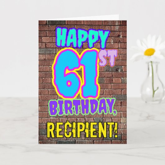 Carte 61e anniversaire - Amusant, Graffiti urbain inspir (Petite plante)