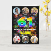 Carte 61e anniversaire : Arc en ciel amusant #, Nom pers (Fleur jaune)