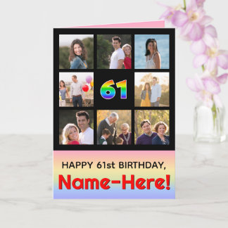 Carte 61e anniversaire : Arc-en-ciel amusant #, photos p