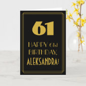 Carte 61e anniversaire ~ Art Déco Inspiré Look "61" & No (Fleur jaune)