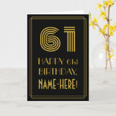 Carte 61e anniversaire : Art Déco Inspiré Look "61" & No (Fleur jaune)