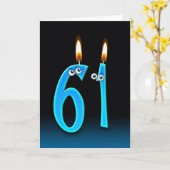 Carte 61e Anniversaire Bougies (Fleur jaune)