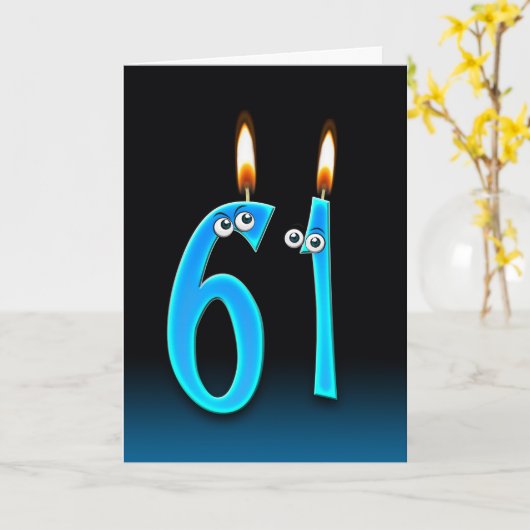Carte 61e Anniversaire Bougies (Fleur jaune)