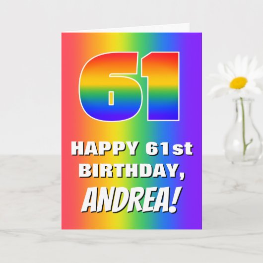 Carte 61e anniversaire : coloré, amusant Motif arc-en-ci (Petite plante)