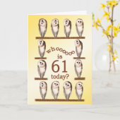 Carte 61e anniversaire, Curious owls card. (Fleur jaune)