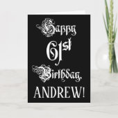 Carte 61e anniversaire : Fancy, Elegant Script + Nom per (Devant)