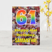 Carte 61e anniversaire; feuilles d'automne rustiques; ar (Fleur jaune)