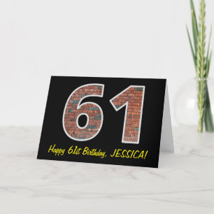 Carte 61e anniversaire - Motif de mur de briques "61" av
