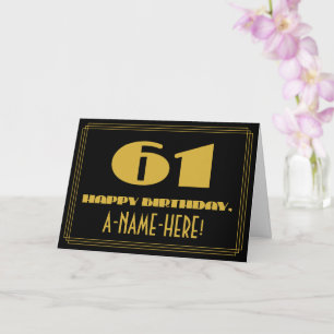 Carte 61e anniversaire : Nom + apparence Art déco inspir