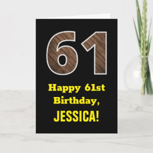 Carte 61e anniversaire : Nom, motif de faux grain de boi