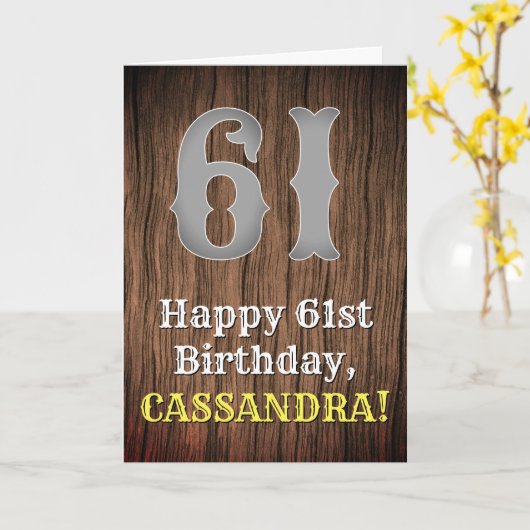 Carte 61e anniversaire : Pays inspiré par l'Ouest Look, (Fleur jaune)
