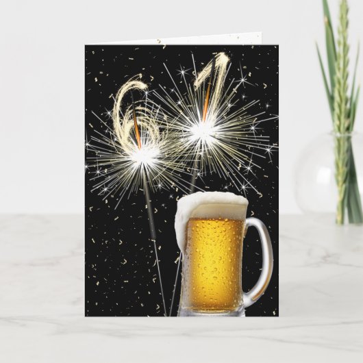 Carte 61e anniversaire Sparklers avec Beer Mug (Devant)