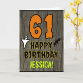 Carte 61e anniversaire : Thème d'Halloween Éffrayant, No (Fleur jaune)