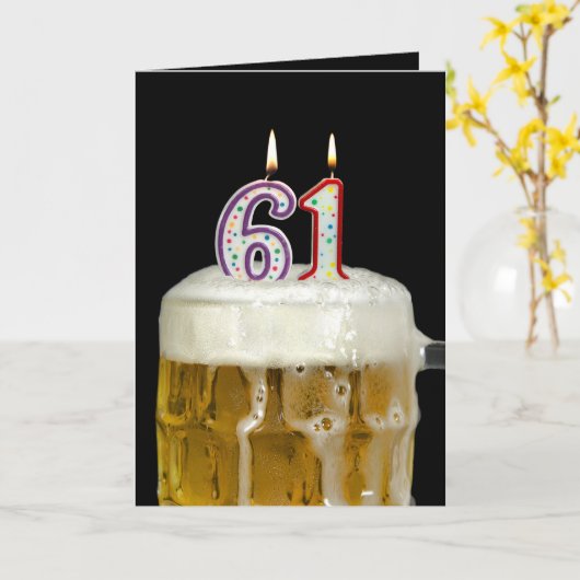 Carte 61e Bière d'anniversaire (Fleur jaune)