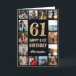 Carte 61e Joyeux Anniversaire noir et or Collage photo<br><div class="desc">61e Joyeux Anniversaire Black and Gold Photo Collage Carte Anniversaire. Pour plus de personnalisation,  cliquez sur le bouton "Customiser" et utilisez notre outil de conception pour modifier ce modèle.</div>