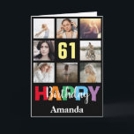 Carte 61e Joyeux Anniversaire Photo Collage Noir moderne<br><div class="desc">61e Joyeux Anniversaire Photo Collage Carte Noire moderne avec nom personnalisé. Pour plus de personnalisation,  cliquez sur le bouton "Customiser" et utilisez notre outil de conception pour modifier ce modèle.</div>
