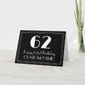 Carte 62e anniversaire ~ Art Déco Inspiré Look "62", Nom (Devant)