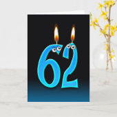 Carte 62e anniversaire bougies (Fleur jaune)