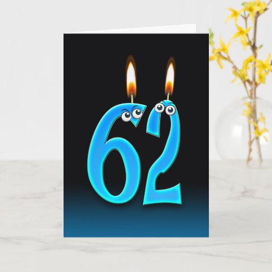 Carte 62e anniversaire bougies (Fleur jaune)