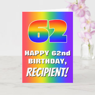 Carte 62e anniversaire : coloré, amusant Motif arc-en-ci