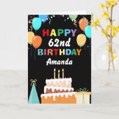 Carte 62e anniversaire du Colorful Balloons Cake Black (Fleur jaune)