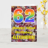 Carte 62e anniversaire; feuilles d'automne rustiques; ar (Fleur jaune)