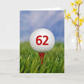 Carte 62e anniversaire Golf Ball on Red Tee (Fleur jaune)
