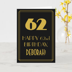 Carte 62e Anniversaire – Look inspiré de l'Art déco "62"